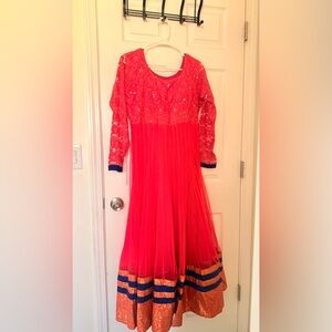 Women’s pink anarkali gown dress 36 inch bust with churidar and dupatta